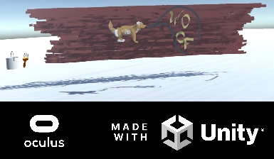 A dog digitallly painted in thin air. It is almost a sculpture.